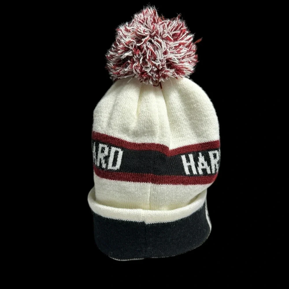 Harvard University Knit Pom Beanie Hat Ivory Red‎ Black